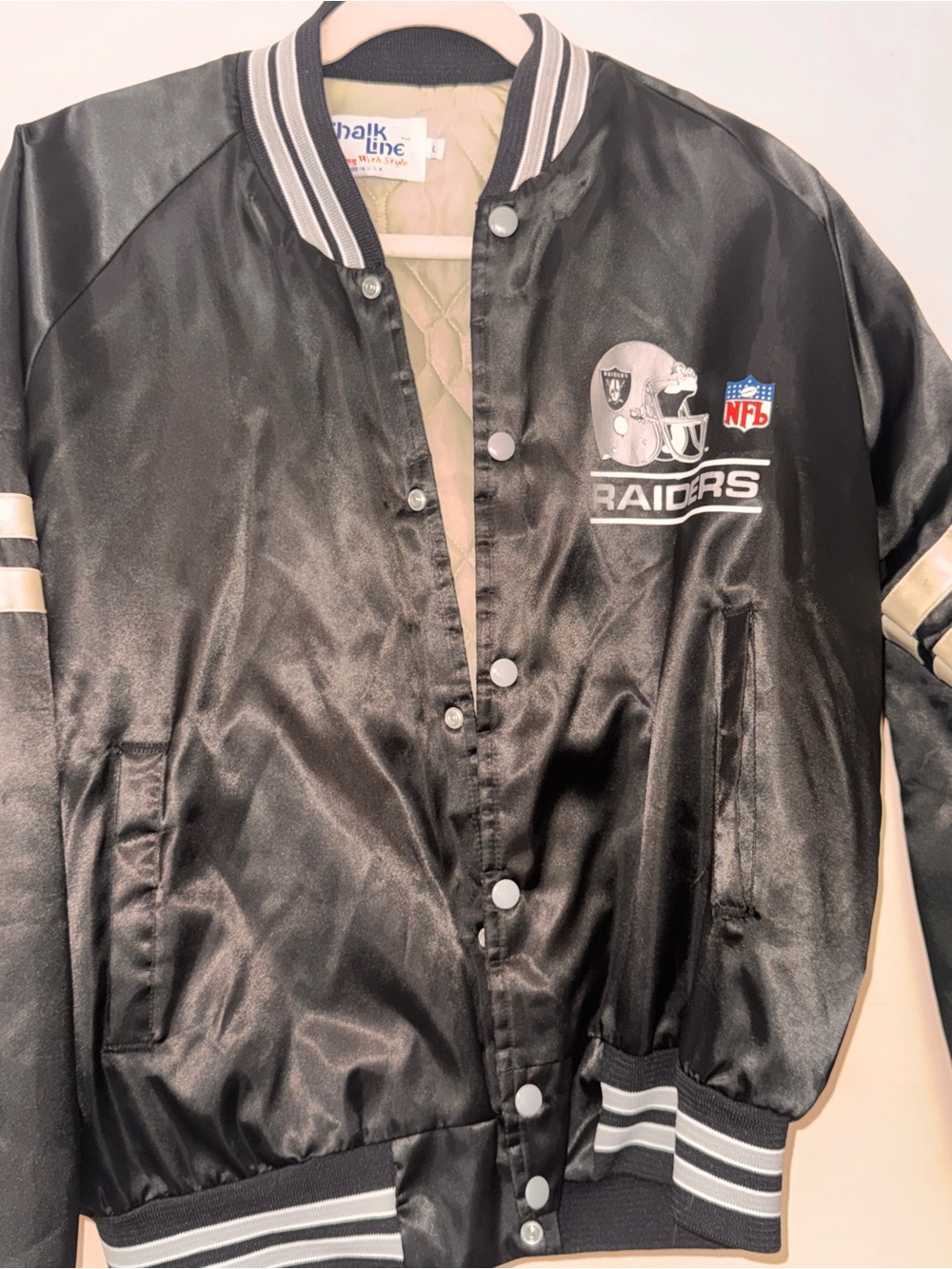 Raiders Black Satin NFL Starter-Style Jacket